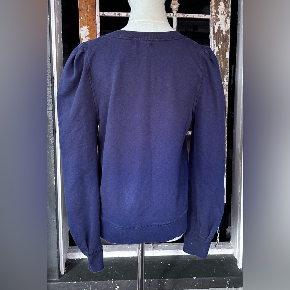 T.la Anthropologie Puff Sleeve Graphic Sweatshirt Navy Blue Size S - Picture 4 of 6